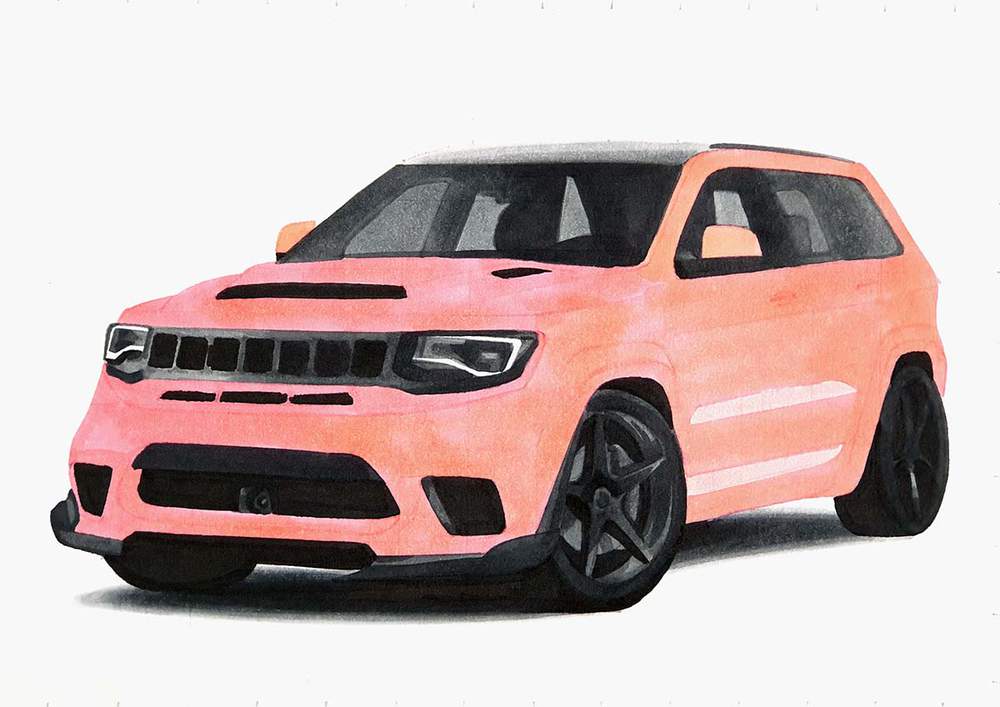 How To Draw A Jeep Grand Cherokee Trackhawk - Simple Step-By-Step Tutorial